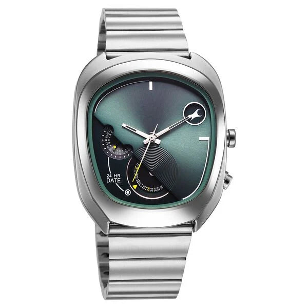 Fastrack UFO Quartz Green Dial Watch For Guys - 3327SM01 - KRISHNA WATCH COMPANY