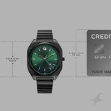 Fastrack 9 to Fine Analog with Green Dial Metal Strap Watch for Guys 3354NM02