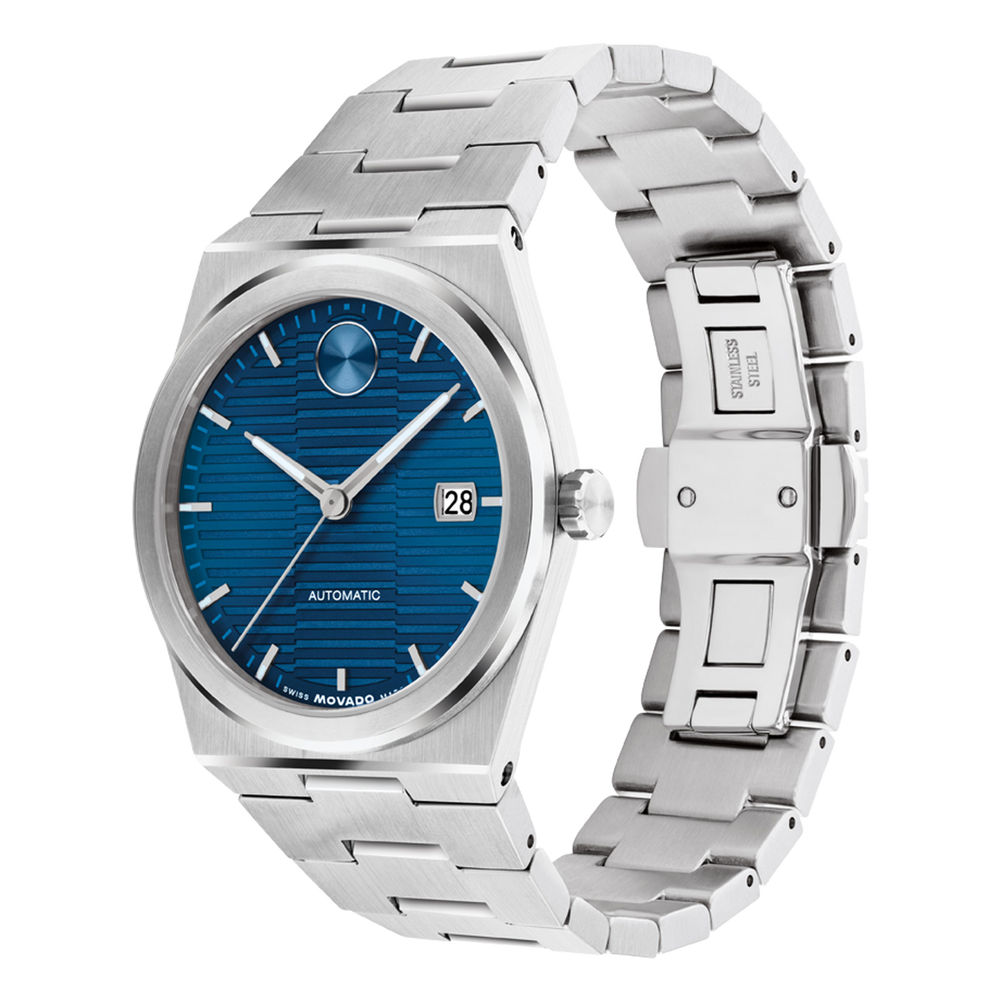 Movado Bold Quest Automatic Blue Dial Analog Stainless Steel Watch 3600940