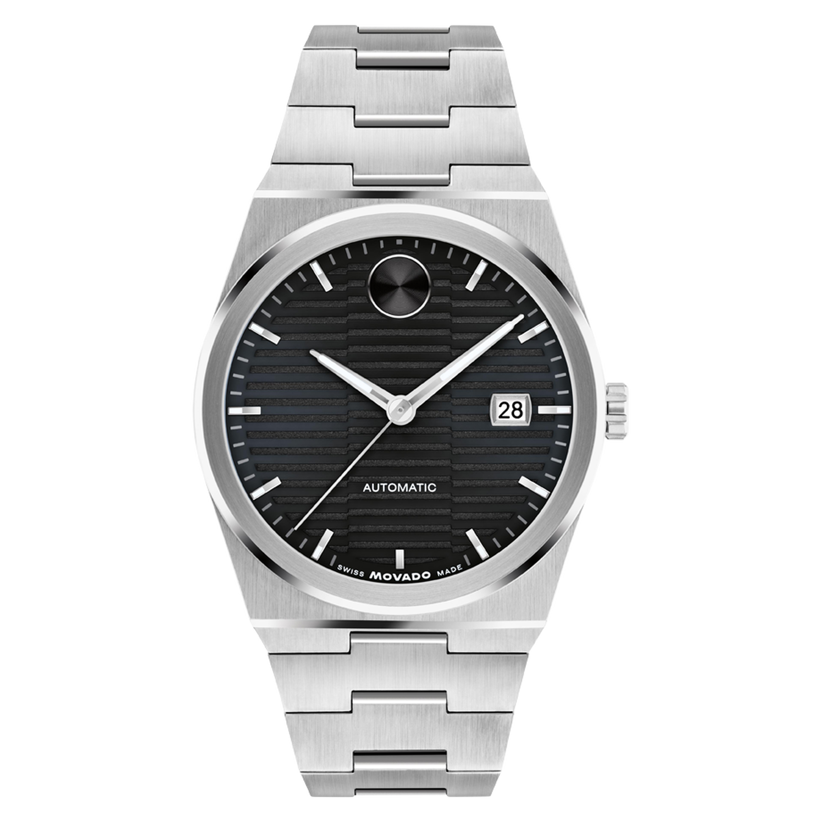 Movado Men's Bold Quest Auto Black Dial With Date Stainless Steel Bracelet Watch 3600941