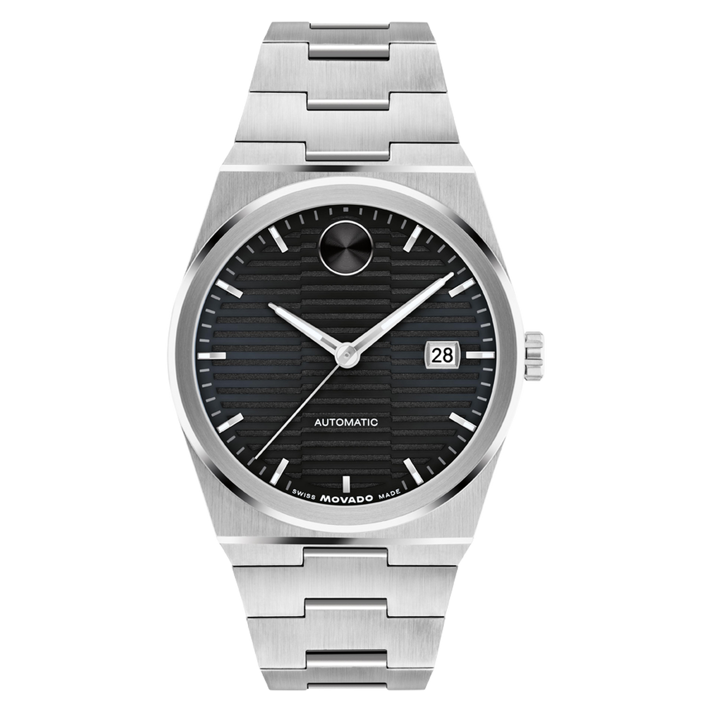 Movado Men's Bold Quest Auto Black Dial With Date Stainless Steel Bracelet Watch 3600941