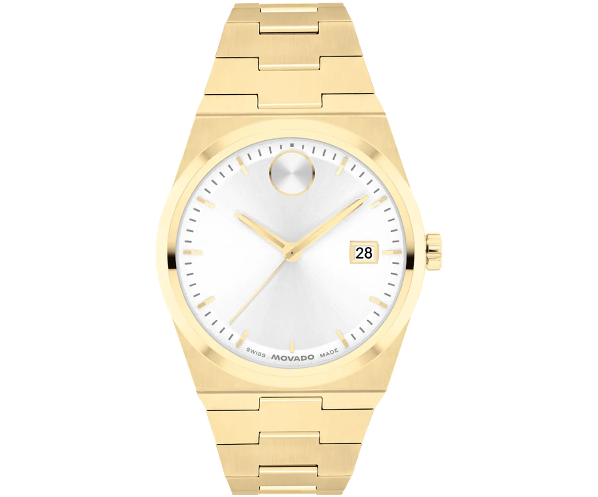 Movado Ladies' BOLD Quest Yellow IP White Dial 35mm Watch 3601187 - KRISHNA WATCH COMPANY