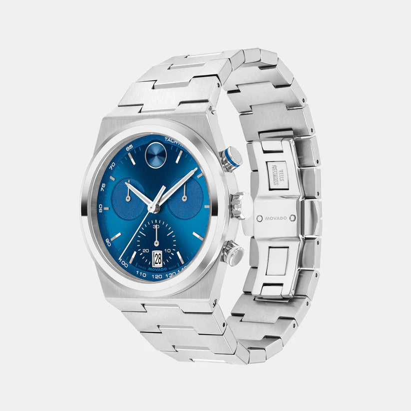Movado Men Quartz Blue Dial Chronograph Stainless Steel Watch 3601199 - KRISHNA WATCH COMPANY