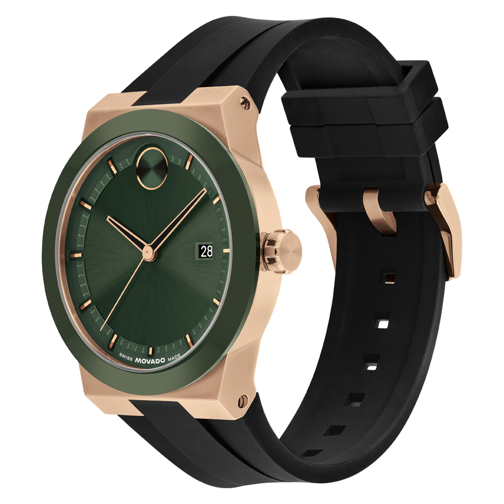 Movado Bold Men Quartz Green Dial Analog Silicone Watch 3601296 - KRISHNA WATCH COMPANY