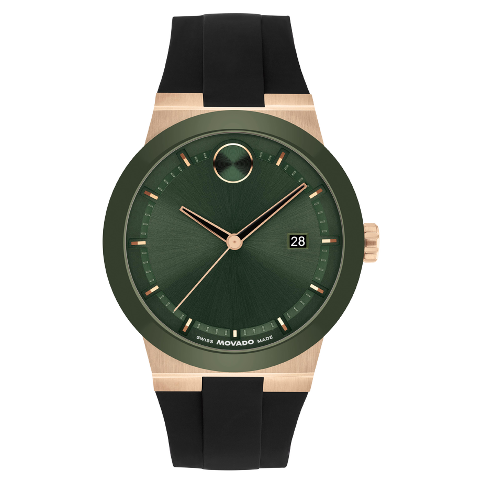Movado Bold Men Quartz Green Dial Analog Silicone Watch 3601296 - KRISHNA WATCH COMPANY