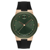 Movado Bold Men Quartz Green Dial Analog Silicone Watch 3601296
