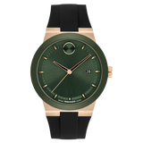 Movado Bold Men Quartz Green Dial Analog Silicone Watch 3601296