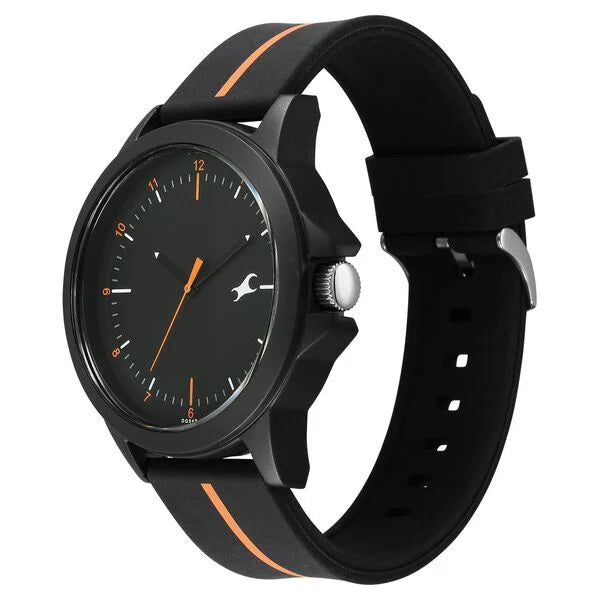 Fastrack Tees Urbanique Quartz Analog Black Dial Silicon Strap Watch For Unisex 38024pp79w - KRISHNA WATCH COMPANY