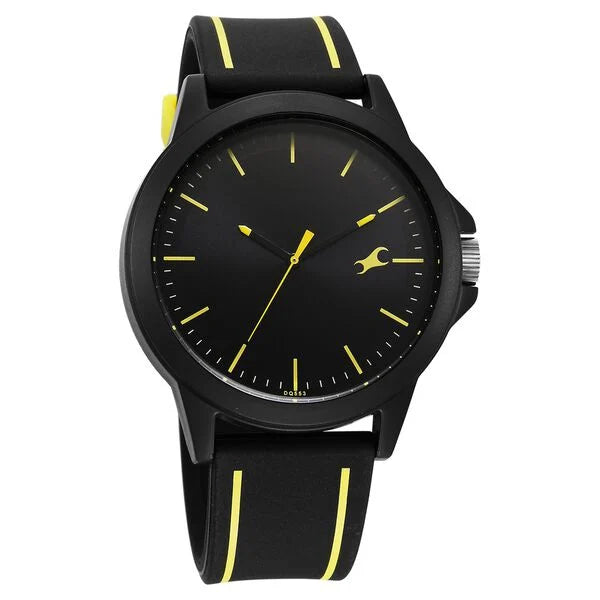 Fastrack Tees Urbanique Quartz Analog Black Dial Silicon Strap Watch For Guys 38024pp83w - KRISHNA WATCH COMPANY