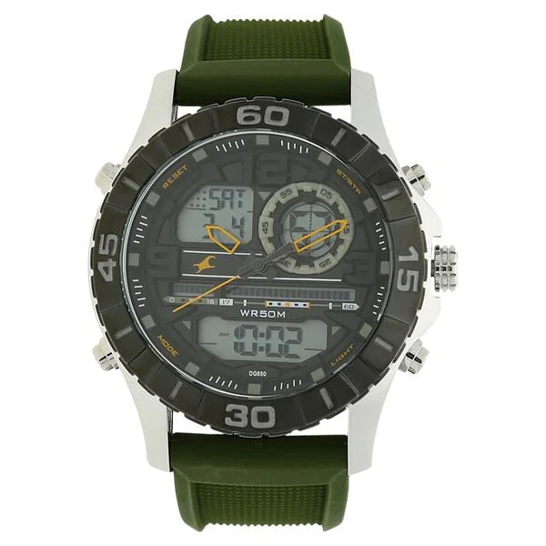 Fastrack Quartz Analog Digital Grey Dial Silicone Strap Watch for Guys