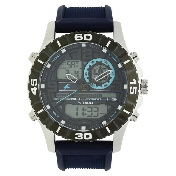 Fastrack Quartz Analog Digital Grey Dial Silicone Strap Watch for Guys NR38035SP02 - KRISHNA WATCH COMPANY