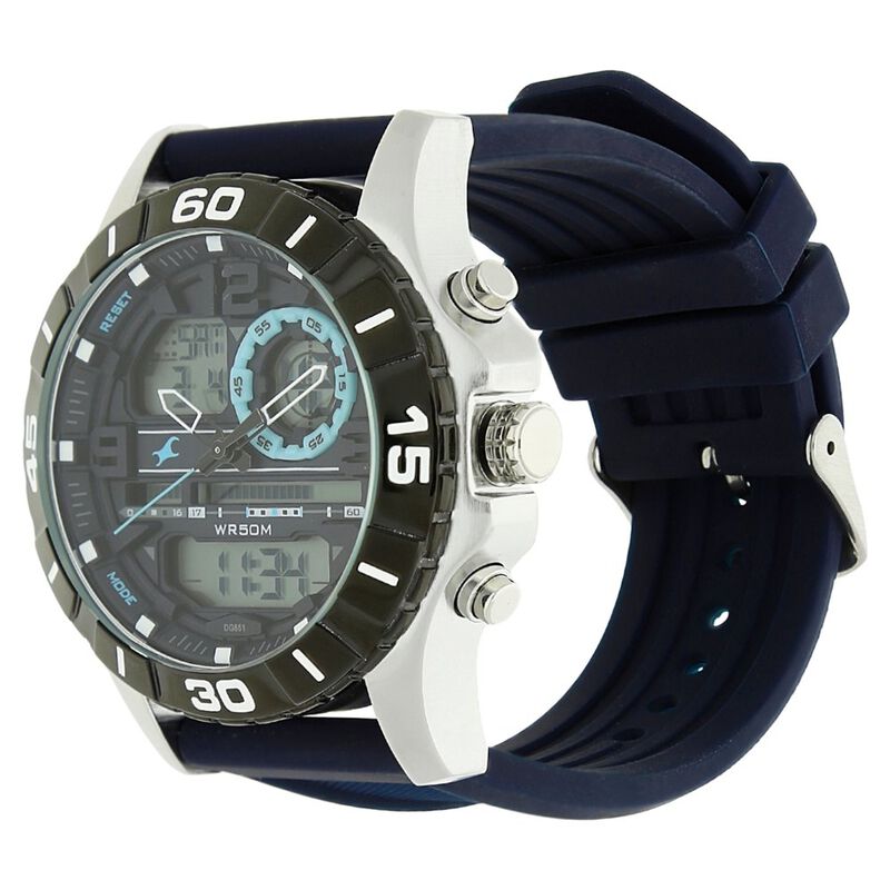 Fastrack Quartz Analog Digital Grey Dial Silicone Strap Watch for Guys NS38035SP02 / 38035SP02 - KRISHNA WATCH COMPANY