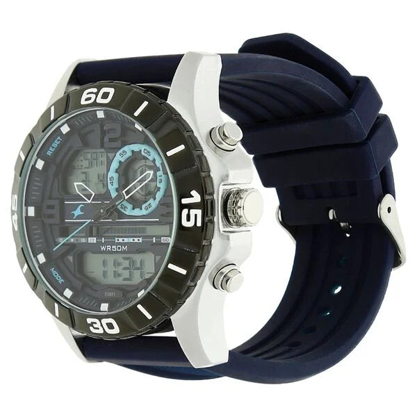Fastrack Quartz Analog Digital Grey Dial Silicone Strap Watch for Guys NR38035SP02 - KRISHNA WATCH COMPANY