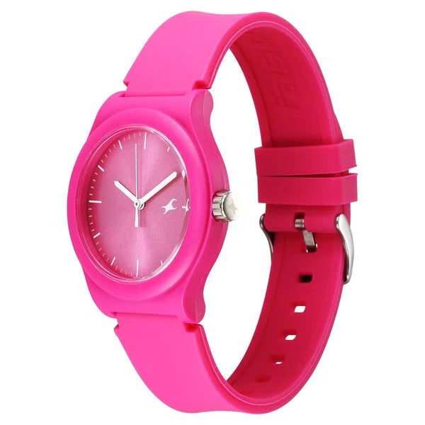 Fastrack Tees Urbanique Quartz Analog Pink Dial Silicon Strap Watch For Girls 38037pp20w - KRISHNA WATCH COMPANY