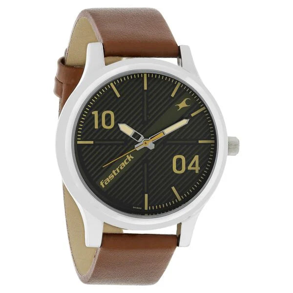 Fastrack Quartz Analog Black Dial Leather Strap Watch for Guys 38051sl02 - KRISHNA WATCH COMPANY