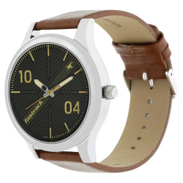 Fastrack Quartz Analog Black Dial Leather Strap Watch for Guys 38051sl02 - KRISHNA WATCH COMPANY