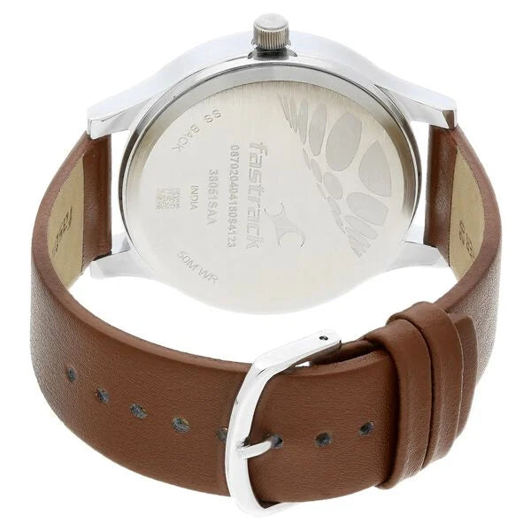 Fastrack Quartz Analog Black Dial Leather Strap Watch for Guys 38051sl02 - KRISHNA WATCH COMPANY