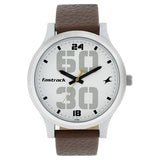 Fastrack Bold Quartz Analog White Dial Leather Strap Watch for Guys - 38051SL06 - KRISHNA WATCH COMPANY