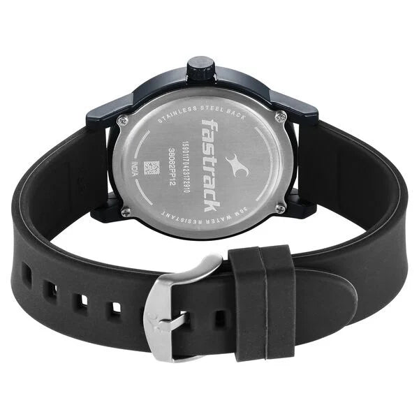 Fastrack Tees Quartz Analog White Dial Silicone Strap Watch for Guys 38062pp12