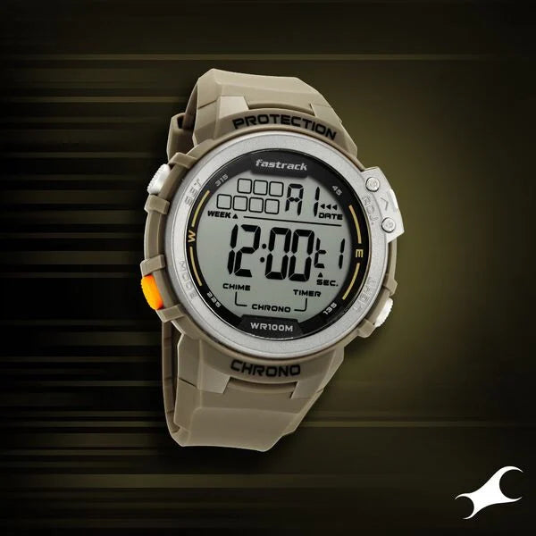Fastrack Digital Dial Green Silicone Strap Watch For Guys 38068PP04 - KRISHNA WATCH COMPANY