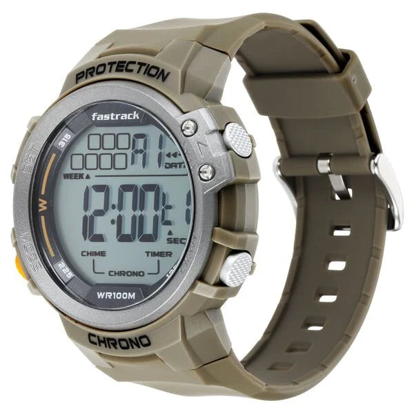 Fastrack Digital Dial Green Silicone Strap Watch For Guys 38068PP04 - KRISHNA WATCH COMPANY