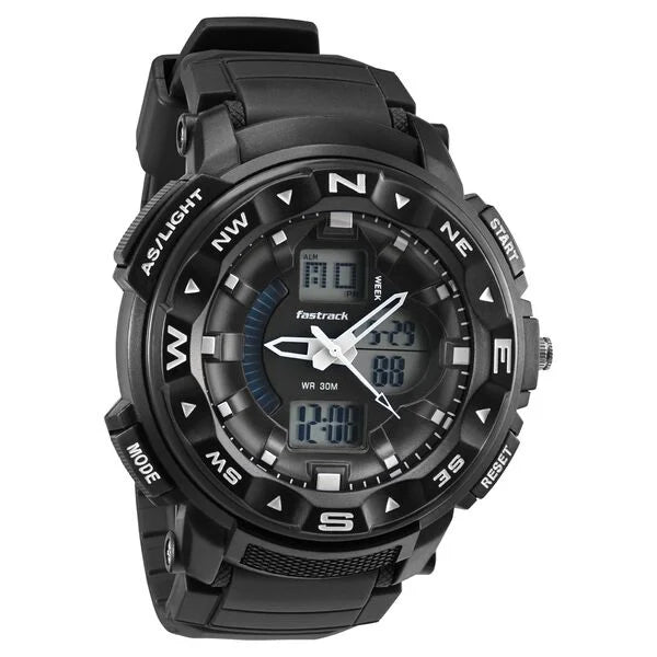 Fastrack AnaDigi Black Dial Plastic Strap Unisex Watch 38076pp01w - KRISHNA WATCH COMPANY
