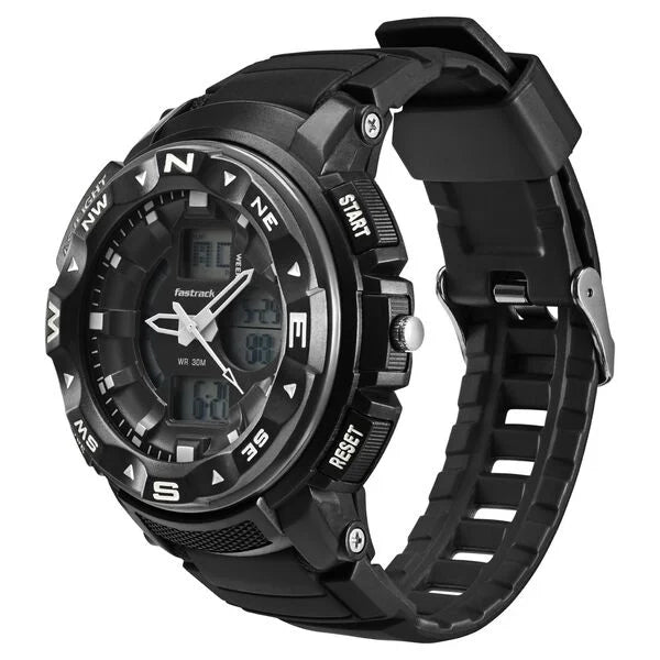 Fastrack AnaDigi Black Dial Plastic Strap Unisex Watch 38076pp01w - KRISHNA WATCH COMPANY