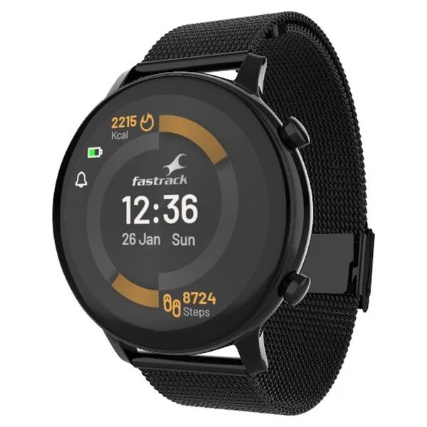 Fastrack Reflex Play + Classic BT Calling 3.3 CM AMOLED Display Smartwatch with AOD Premium Metallic Body, IP68 Water Resistance 38077am05 - KRISHNA WATCH COMPANY