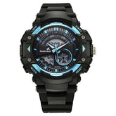 Fastrack StreetStyle Quartz Digital Black And Blue Dial Black PU Strap Unisex Watch 38097pp01w
