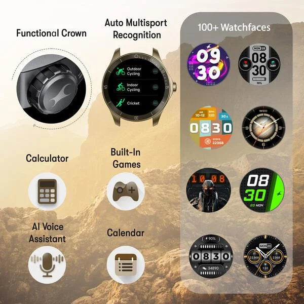 Fastrack Rogue with 3.5 CM UltraVU HD Display Sporty Smartwatch Functional Crown with AI Coach and Auto Multisport Recognition 38102pp03 - KRISHNA WATCH COMPANY