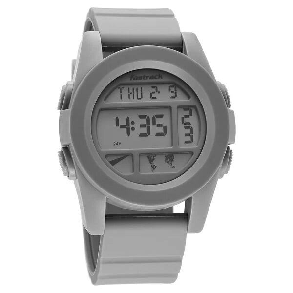 Fastrack StreetStyle Digital Grey Dial Grey Silicone Strap Watch For Guys 38120pp02 - KRISHNA WATCH COMPANY