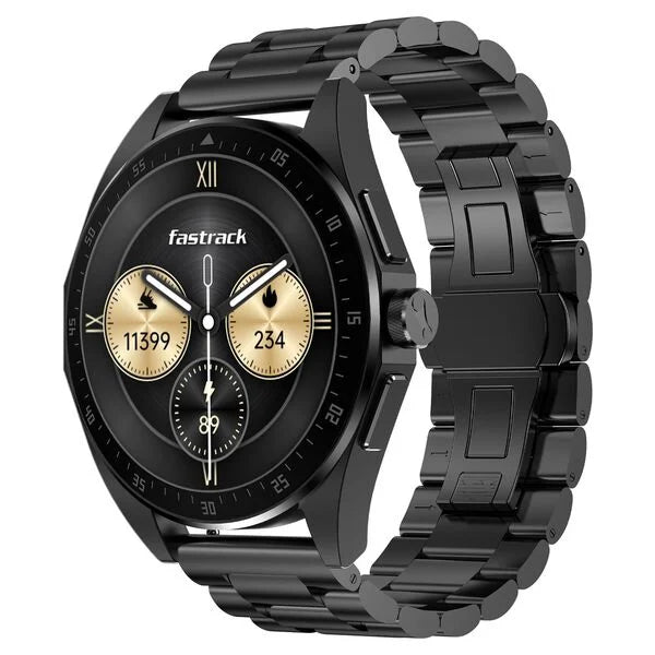 Fastrack Radiant FX1 Luxury Metal Smartwatch with 3.6 cm AMOLED Display, SingleSync BT Calling, Functional Crown 38123nm01 - KRISHNA WATCH COMPANY
