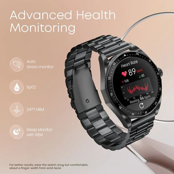 Fastrack Radiant FX1 Luxury Metal Smartwatch with 3.6 cm AMOLED Display, SingleSync BT Calling, Functional Crown 38123nm01 - KRISHNA WATCH COMPANY