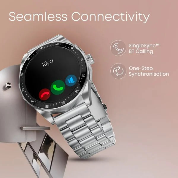 Fastrack Radiant FX1 Luxury Metal Smartwatch with 3.6 cm AMOLED Display, SingleSync BT Calling, Functional Crown 38123qm01 - KRISHNA WATCH COMPANY