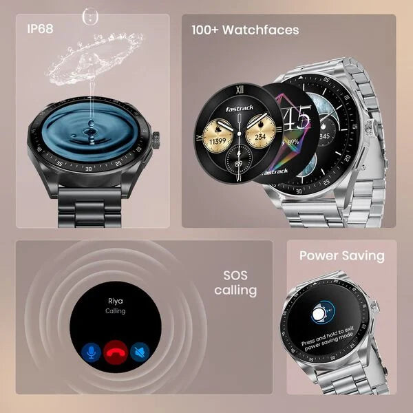 Fastrack Radiant FX1 Luxury Metal Smartwatch with 3.6 cm AMOLED Display, SingleSync BT Calling, Functional Crown 38123qm01 - KRISHNA WATCH COMPANY