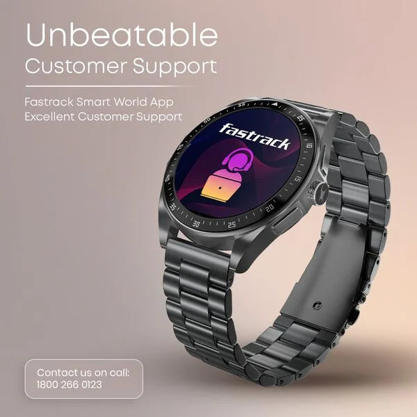 Fastrack Radiant FX1 Luxury Metal Smartwatch with 3.6 cm AMOLED Display, SingleSync BT Calling, Functional Crown - Steel 38123sm01 - KRISHNA WATCH COMPANY