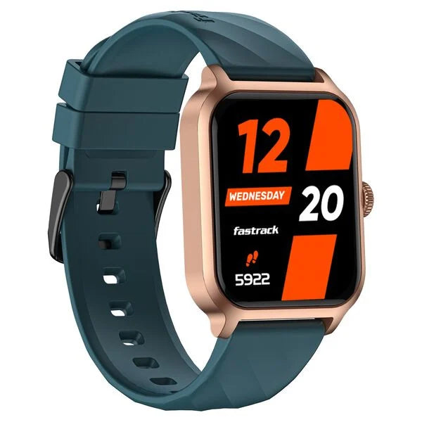 Fastrack Rave FX2 with 4.64 cm UltraVU HD Display, SingleSync BT Calling, Functional Crown with Teal Strap 38138pp03 - KRISHNA WATCH COMPANY