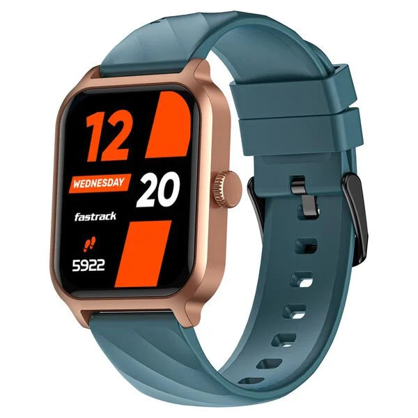 Fastrack Rave FX2 with 4.64 cm UltraVU HD Display, SingleSync BT Calling, Functional Crown with Teal Strap 38138pp03 - KRISHNA WATCH COMPANY