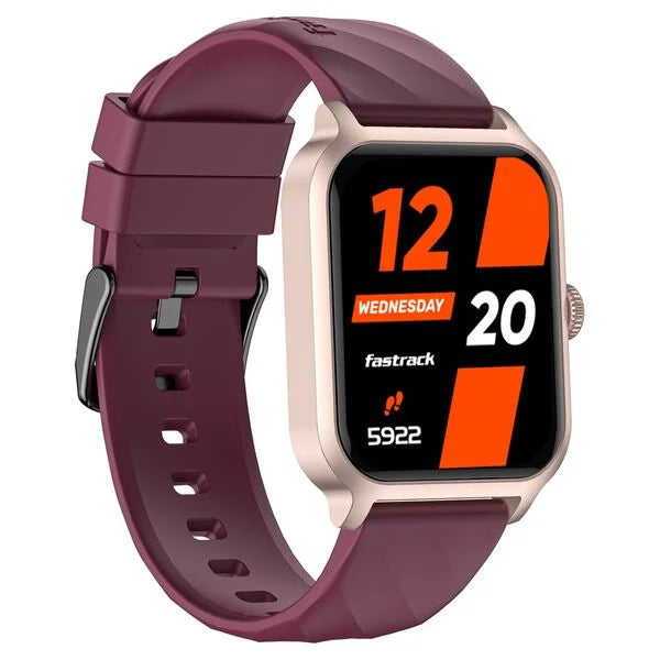 Fastrack Rave FX2 with 4.64 cm UltraVU HD Display, SingleSync BT Calling, Functional Crown with Wine Red Strap 38138pp05 - KRISHNA WATCH COMPANY