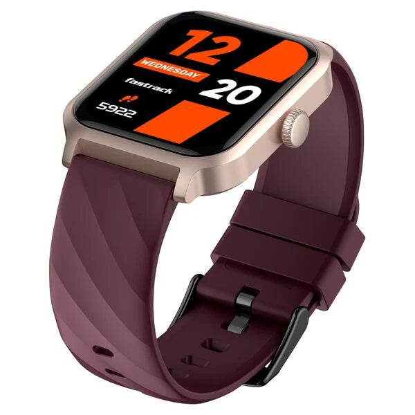 Fastrack Rave FX2 with 4.64 cm UltraVU HD Display, SingleSync BT Calling, Functional Crown with Wine Red Strap 38138pp05 - KRISHNA WATCH COMPANY