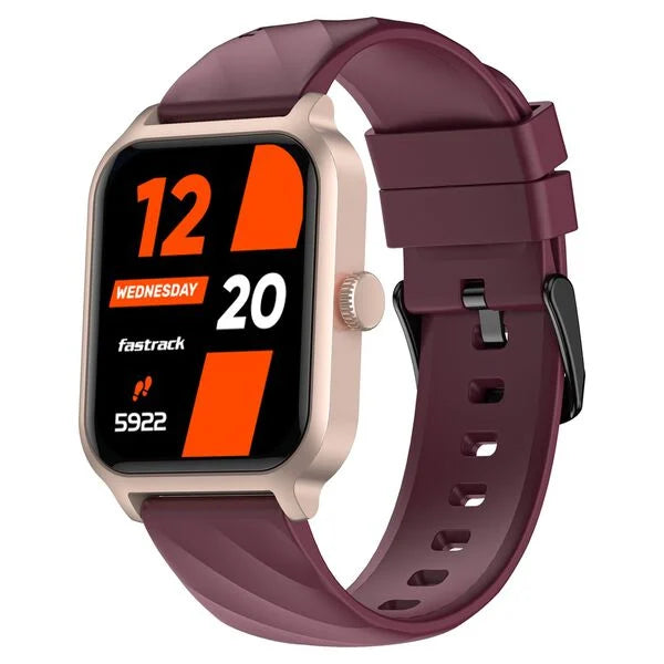 Fastrack Rave FX2 with 4.64 cm UltraVU HD Display, SingleSync BT Calling, Functional Crown with Wine Red Strap 38138pp05 - KRISHNA WATCH COMPANY