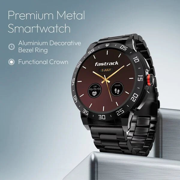 Fastrack Magnus FX3 Luxury Metal Smartwatch Premium Top Ring Design comes with High Definition 3.7 cm UltraVU Display 38143km01 - KRISHNA WATCH COMPANY
