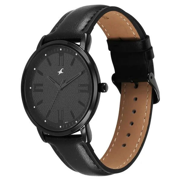 Fastrack Stunners X Quartz Analog Black Dial Leather Strap Watch For Guys 38159NL01 - KRISHNA WATCH COMPANY
