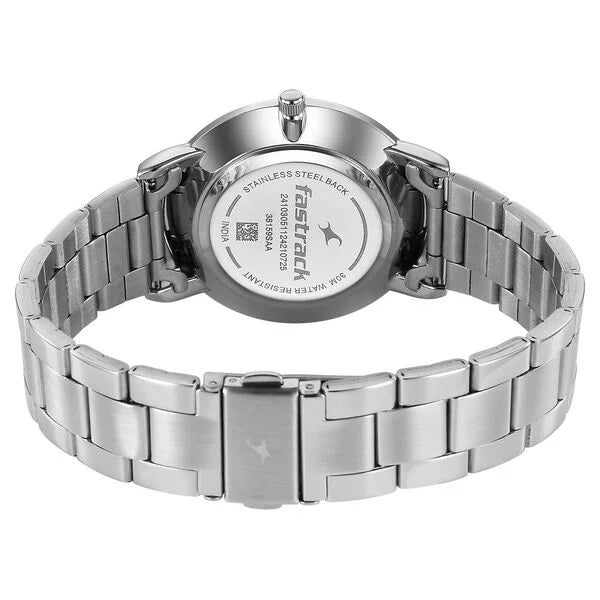 Fastrack Stunners X Quartz Analog Green Dial Stainless Steel Strap Watch For Guys 38159sm03 - KRISHNA WATCH COMPANY