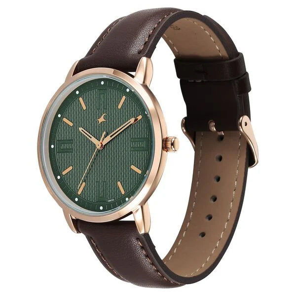 Fastrack Stunners X Quartz Analog Green Dial Watch For Guys - 38159WL01 - KRISHNA WATCH COMPANY