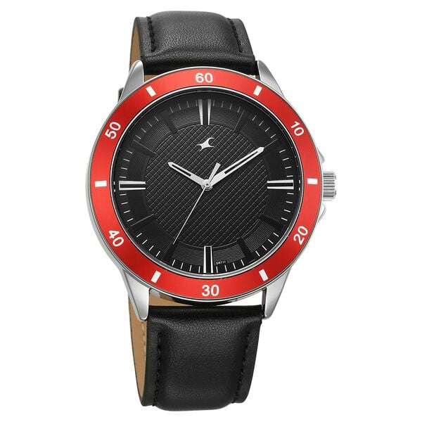 Fastrack Stunners X Quartz Analog Black Dial Leather Strap Watch For Guys 38160sl01 - KRISHNA WATCH COMPANY