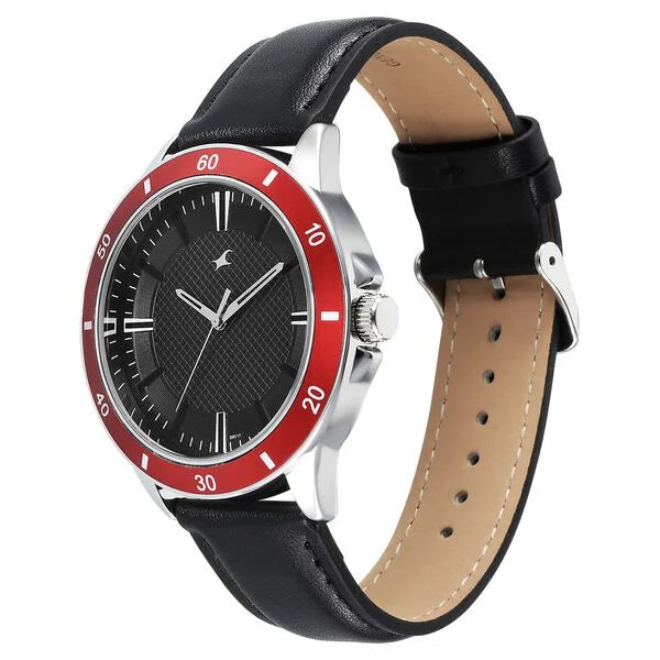 Fastrack Stunners X Quartz Analog Black Dial Leather Strap Watch For Guys 38160sl01 - KRISHNA WATCH COMPANY