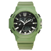 Fastrack Streetstyle Quartz Digital Black Dial Green PU Strap Watch For Guys - 38171P03