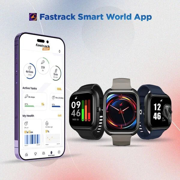 Fastrack VOX Plus - 4.69 cm Ultra Vu Display, To do list, Offline Voice Commands, Functional Crown, IP68 Smartwatch 38175pp01k - KRISHNA WATCH COMPANY