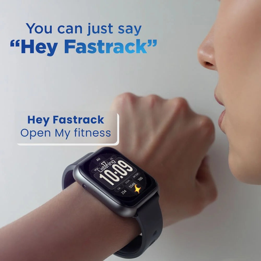 Fastrack VOX Plus - 4.69 cm Ultra Vu Display, Offline Voice Commands, To do list, Functional Crown, IP68 Smartwatch - 38175PP02K - KRISHNA WATCH COMPANY